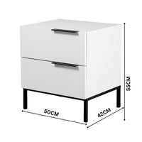 Dric 2 Drawers Bedside Table Nightstand Side End Bedroom Storage Cabinet White