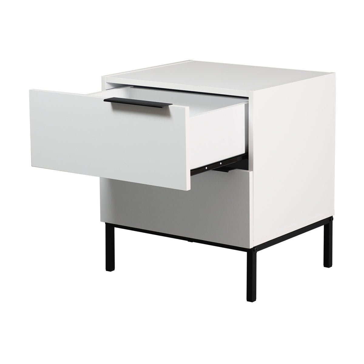 Dric 2 Drawers Bedside Table Nightstand Side End Bedroom Storage Cabinet White