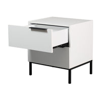 Dric 2 Drawers Bedside Table Nightstand Side End Bedroom Storage Cabinet White