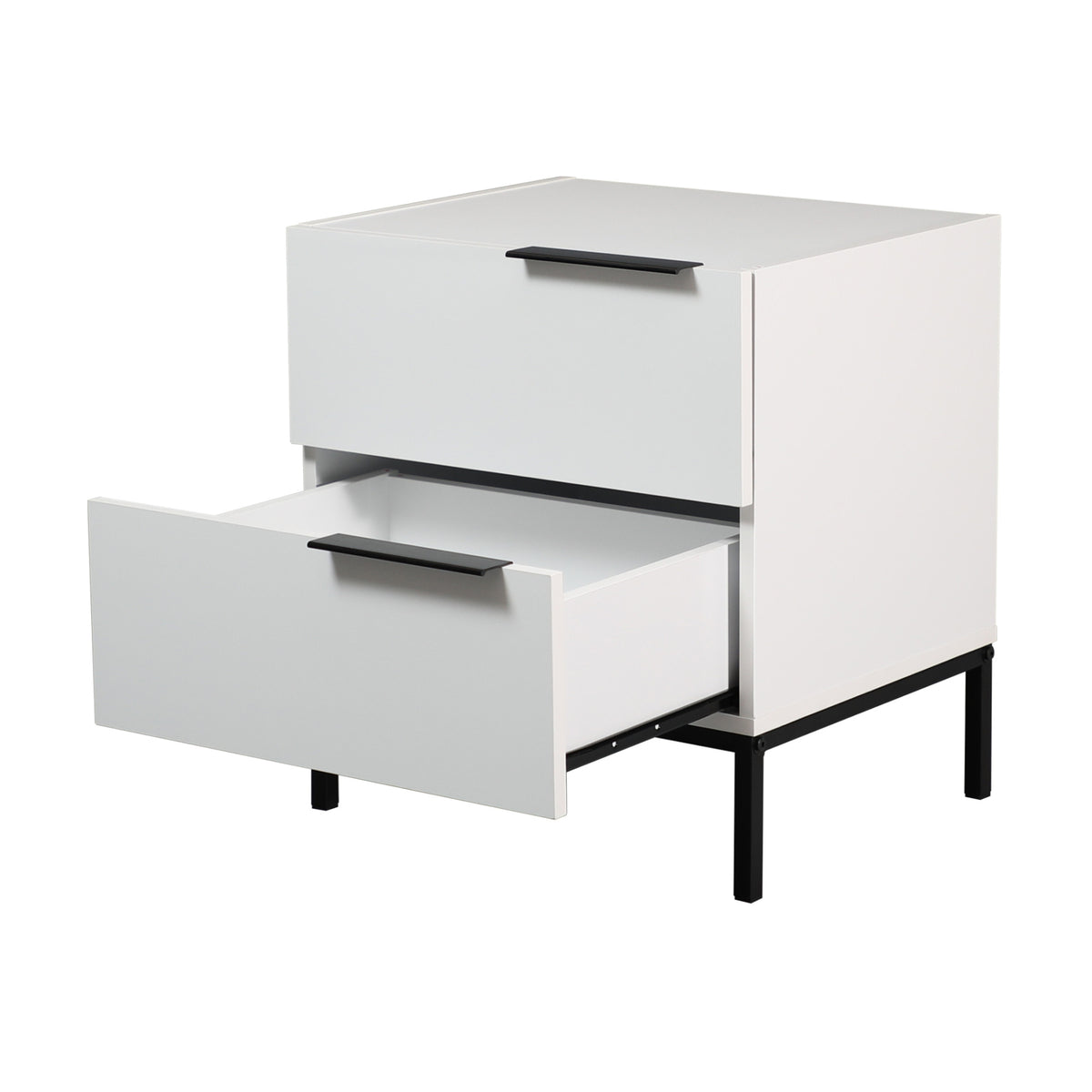 Dric 2 Drawers Bedside Table Nightstand Side End Bedroom Storage Cabinet White