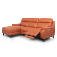 Ella 3 Seater Leather Electric Recliner Chaise Sofa Left 