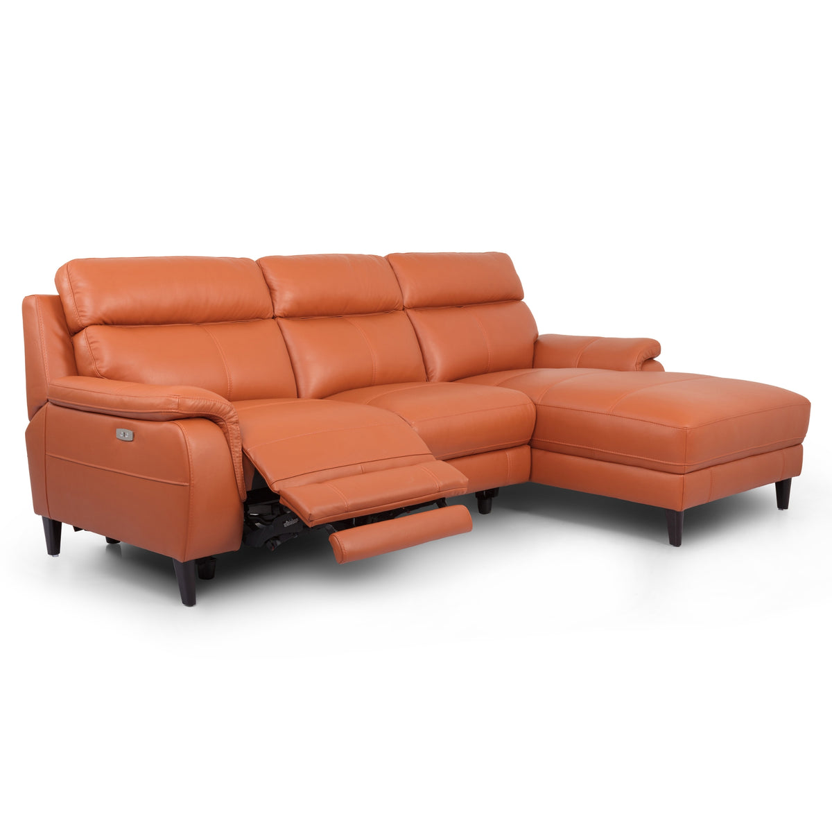 Ella 3 Seater Leather Electric Recliner Chaise Sofa Right 