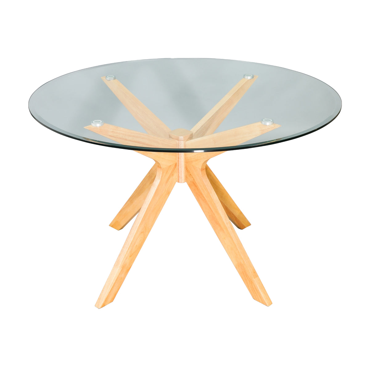 Forza 120cm 4 Seater Round Glass Dining Table - Oak