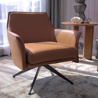 Freya Leather Swivel Occasional Chair Beige