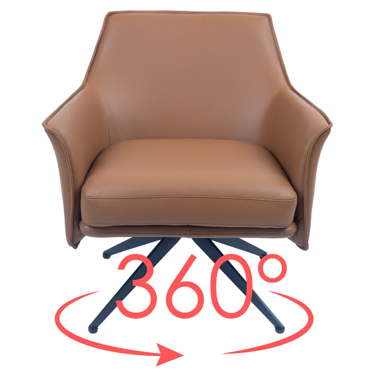 Freya Leather Swivel Occasional Chair Beige
