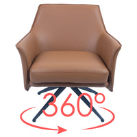 Freya Leather Swivel Occasional Chair Beige