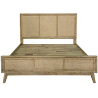 Grevillea Bed Frame King Size Mattress Base Solid Acacia Wood Rattan - Brown