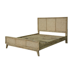 Grevillea Bed Frame Queen Size Mattress Base Solid Acacia Wood Rattan - Brown