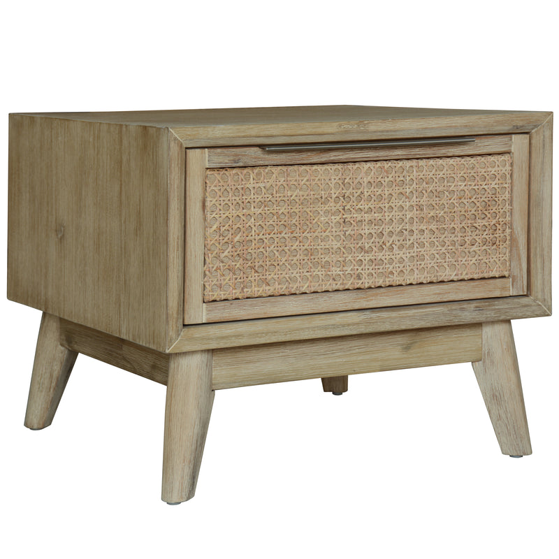 Grevillea Lamp Side Table 55cm Solid Acacia Timber Wood Rattan Furniture - Brown