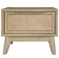 Grevillea Lamp Side Table 55cm Solid Acacia Timber Wood Rattan Furniture - Brown