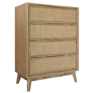 Grevillea Tallboy 4 Chest of Drawers Solid Acacia Wood Storage Cabinet - Brown