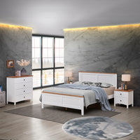 Harbourview 4pc Set Double Bedroom Suite Bed Frame Bedside Table Tallboy Brown White