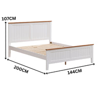 Harbourview 4pc Set Double Bedroom Suite Bed Frame Bedside Table Tallboy Brown White