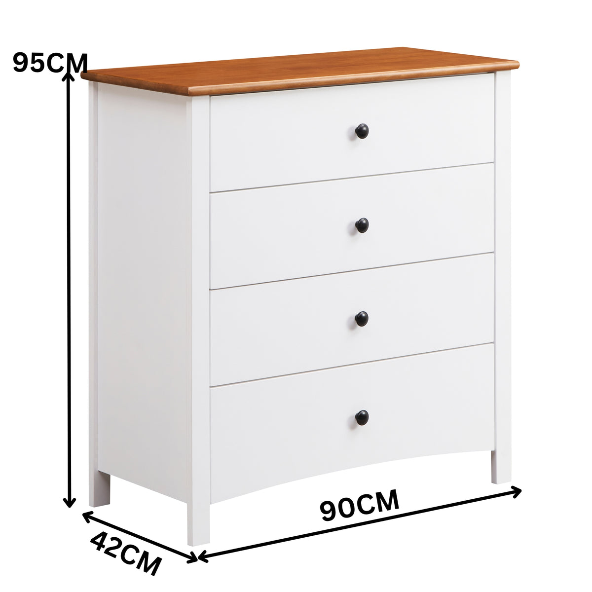 Harbourview 4pc Set Double Bedroom Suite Bed Frame Bedside Table Tallboy Brown White