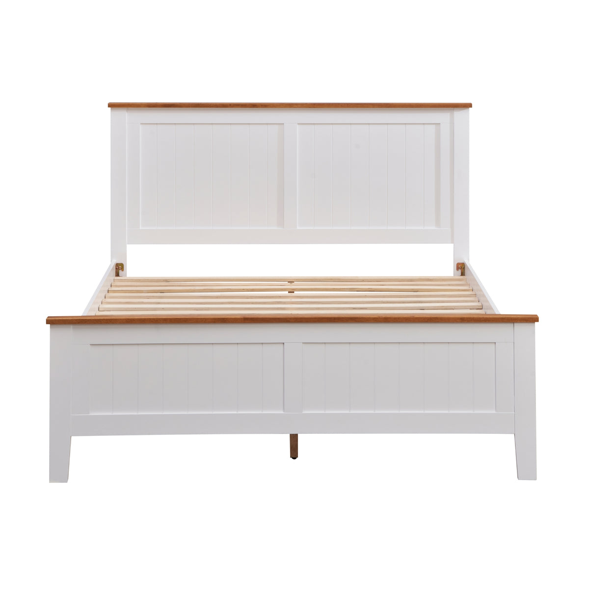 Harbourview 4pc Set Double Bedroom Suite Bed Frame Bedside Table Tallboy Brown White