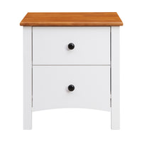 Harbourview 4pc Set Double Bedroom Suite Bed Frame Bedside Table Tallboy Brown White