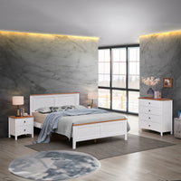 Harbourview 4pc Set Queen Bedroom Suite Bed Frame Bedside Table Tallboy Brown White