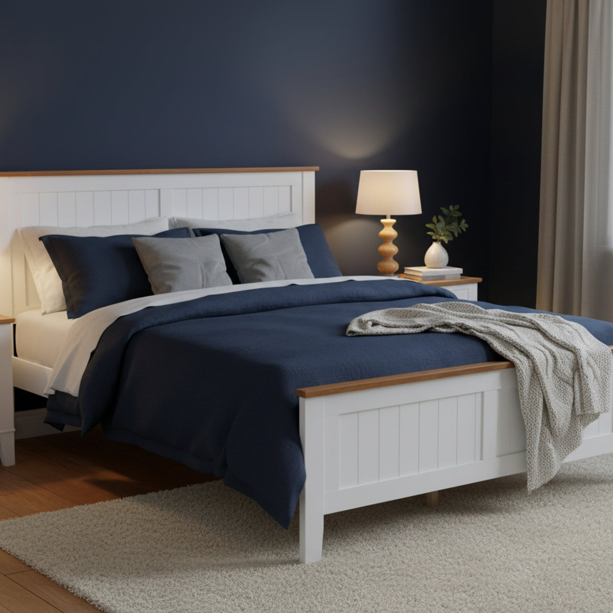 Harbourview Double Bed Frame Brown White