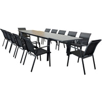 Iberia 13pc Outdoor Extensible Dining Table Chair Set Charcoal