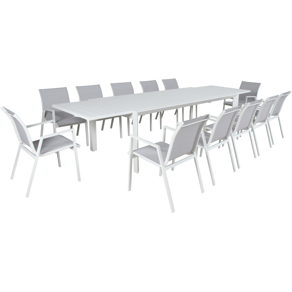 Iberia 13pc Outdoor Extensible Dining Table Chair Set White