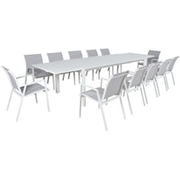 Iberia 13pc Outdoor Extensible Dining Table Chair Set White