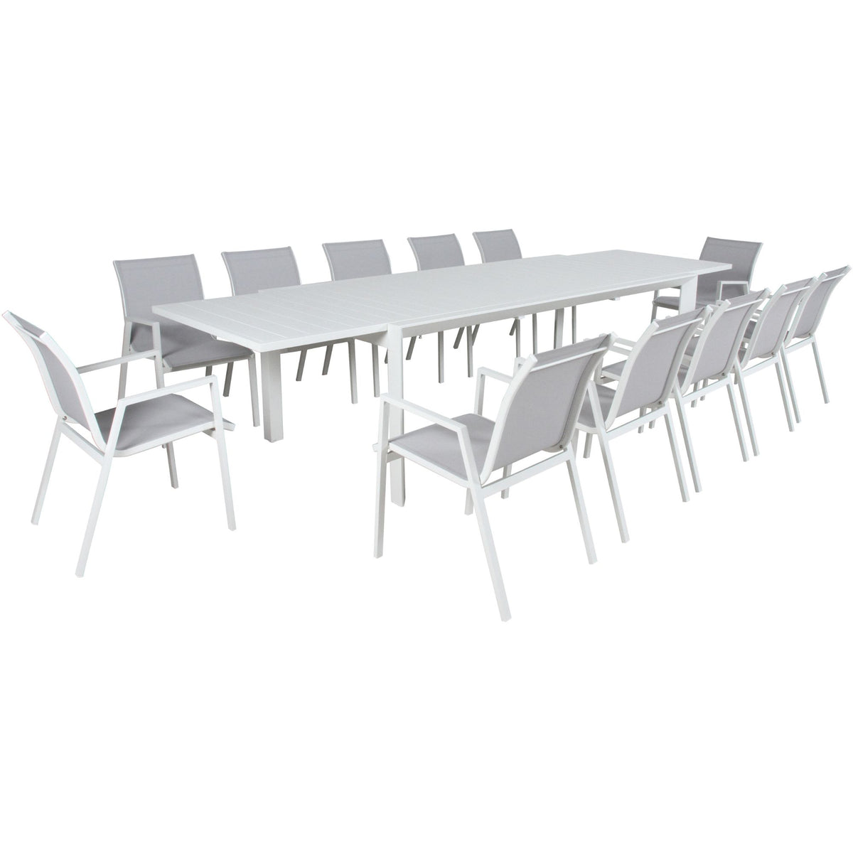 Iberia 13pc Outdoor Extensible Dining Table Chair Set White 