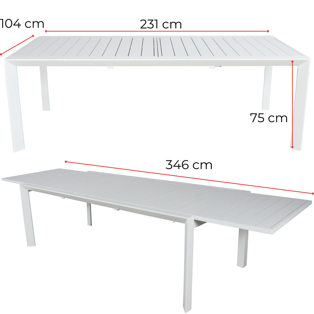Iberia 13pc Outdoor Extensible Dining Table Chair Set White
