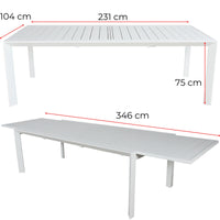 Iberia 13pc Outdoor Extensible Dining Table Chair Set White