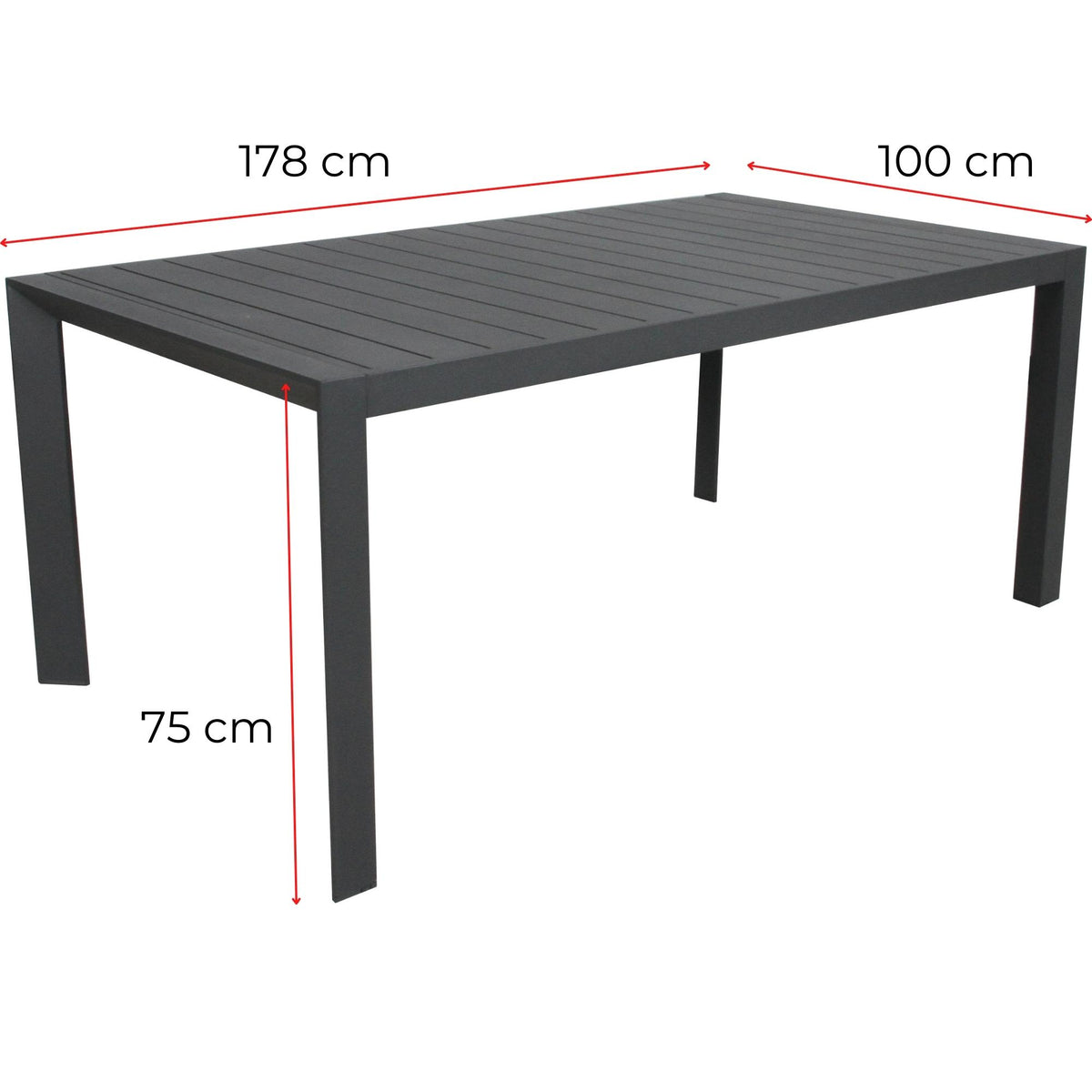 Iberia 178cm Outdoor Dining Table Charcoal 