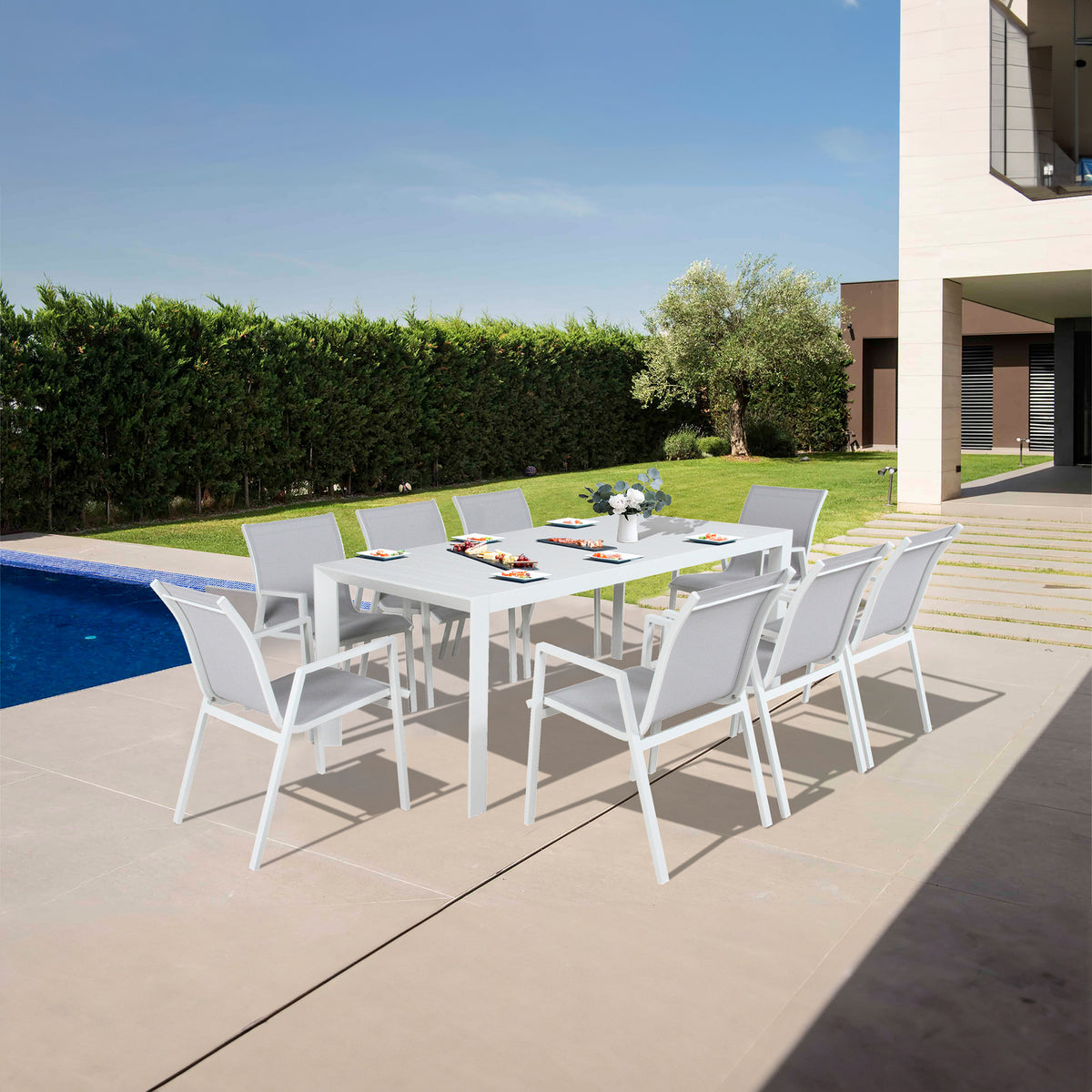 Iberia 178cm Outdoor Dining Table White 
