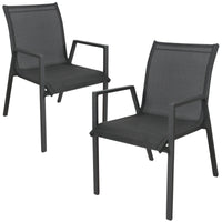 Iberia 2pc Set Outdoor Dining Chair Charcoal