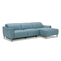 Inala 2 Seater Leather Electric Recliner Chaise Sofa Blue Right