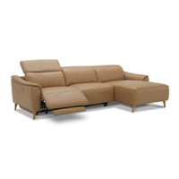 Inala 2 Seater Leather Electric Recliner Chaise Sofa Latte Right