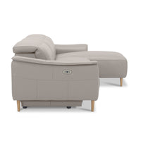 Inala 2 Seater Leather Electric Recliner Chaise Sofa Light Grey Right