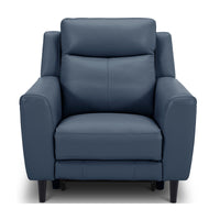 Jakob 1 Seater Leather Electric Recliner Lounge Blue