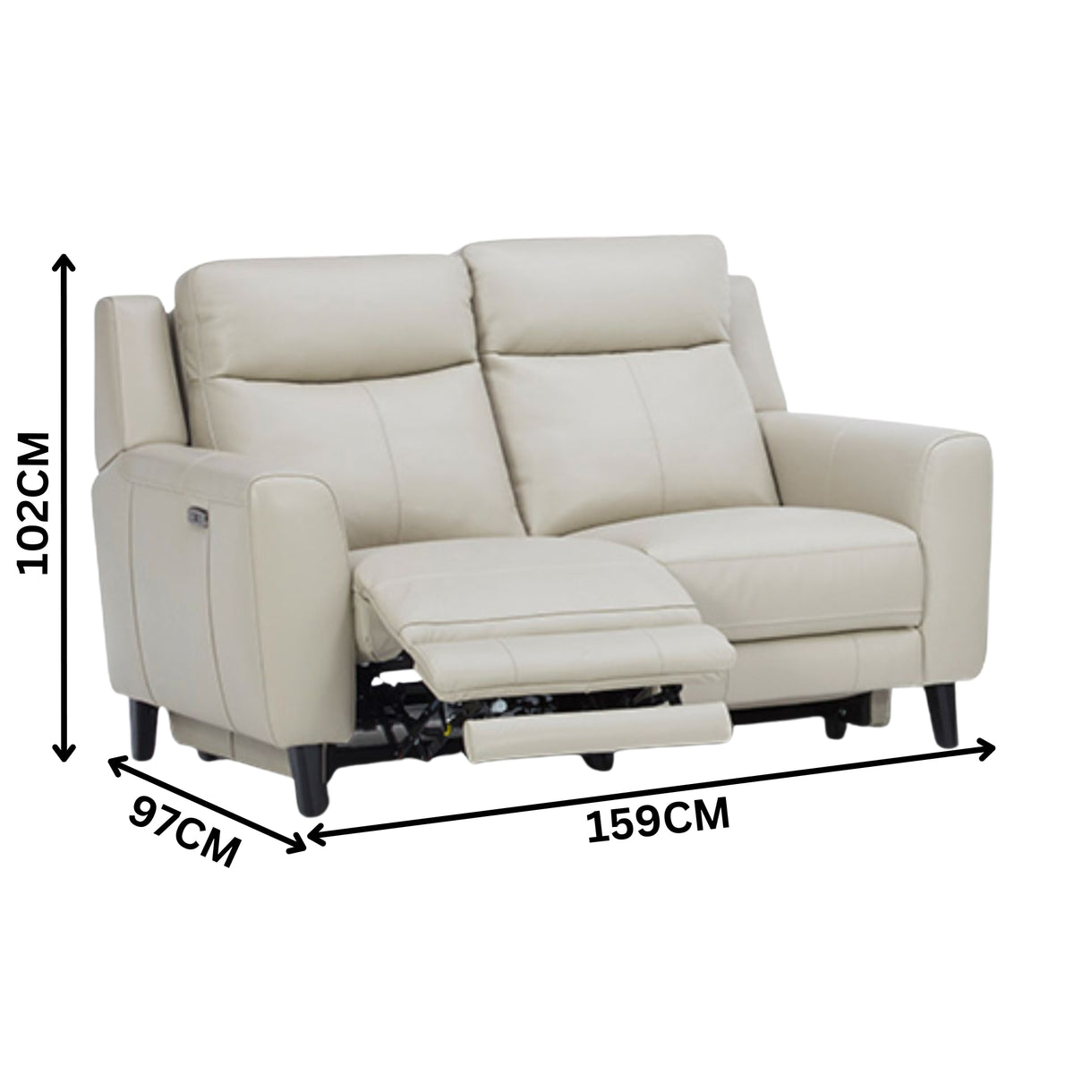 Jakob 2 Seater Leather Electric Recliner Lounge Beige