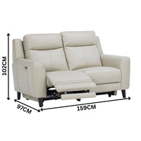Jakob 2 Seater Leather Electric Recliner Lounge Beige