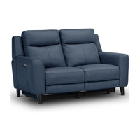 Jakob 2 Seater Leather Electric Recliner Lounge Blue