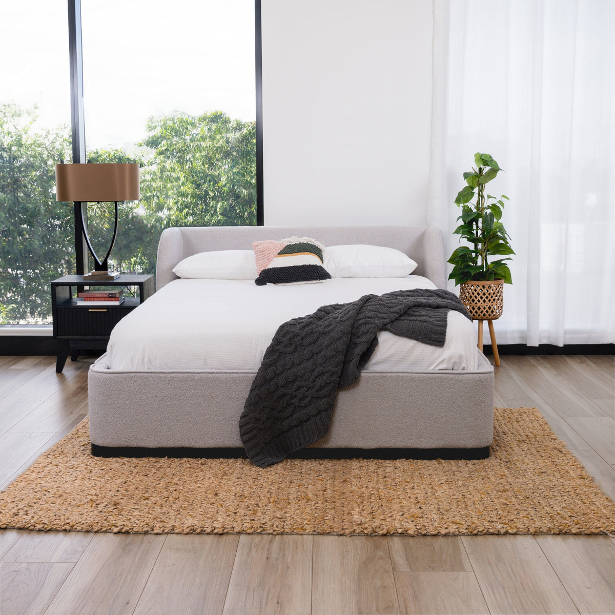 Jamar Fabric Bed Frame Grey Queen