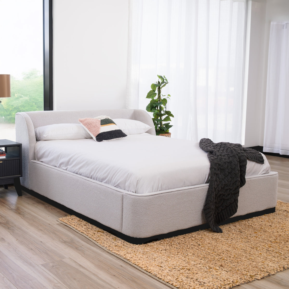 Jamar Fabric Bed Frame Grey Queen