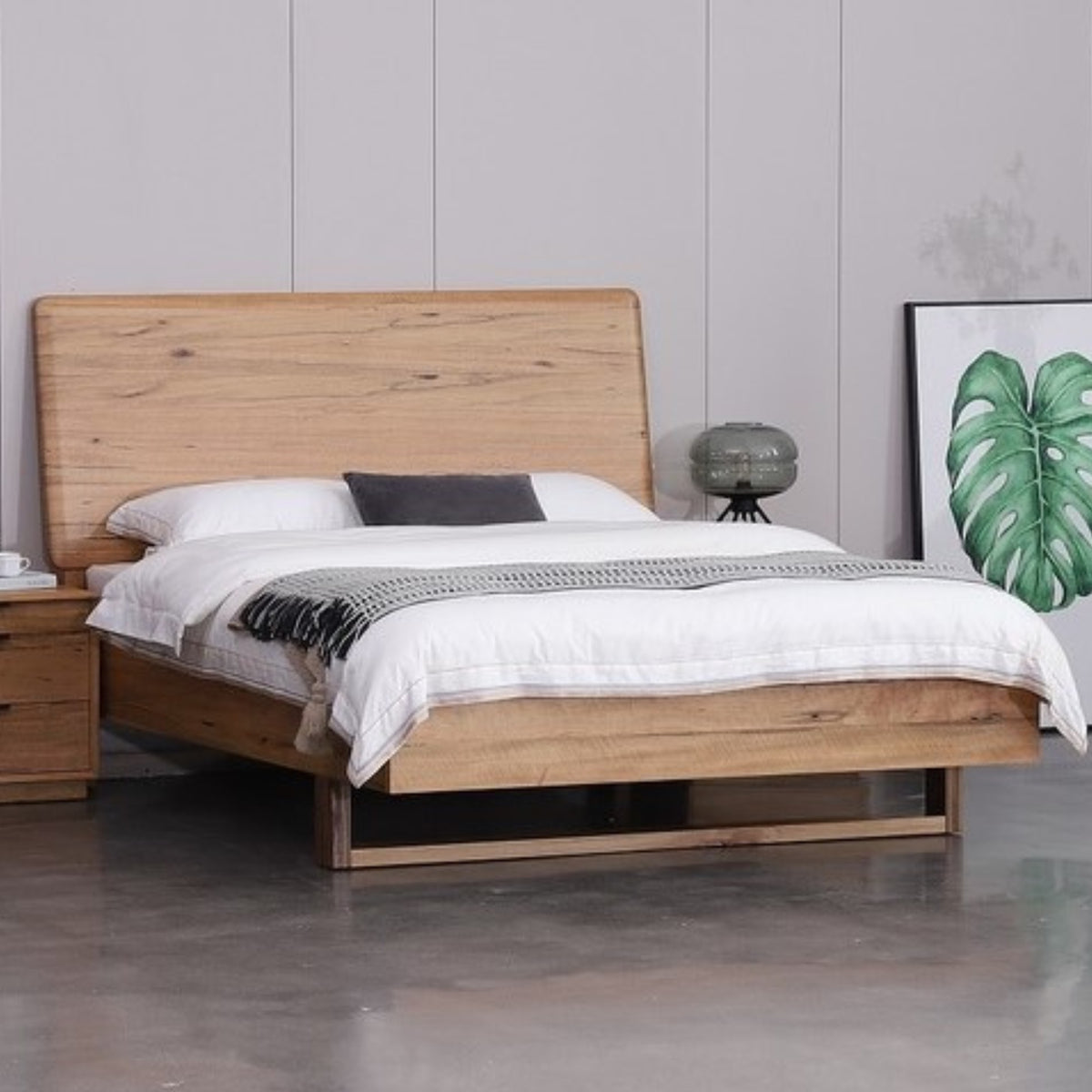Japandi King Bed Solid Timber Frame Natural Oak