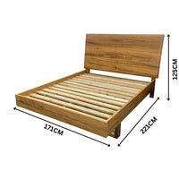 Japandi Queen Bed Frame Set Bedside Table Tallboy Natural Oak