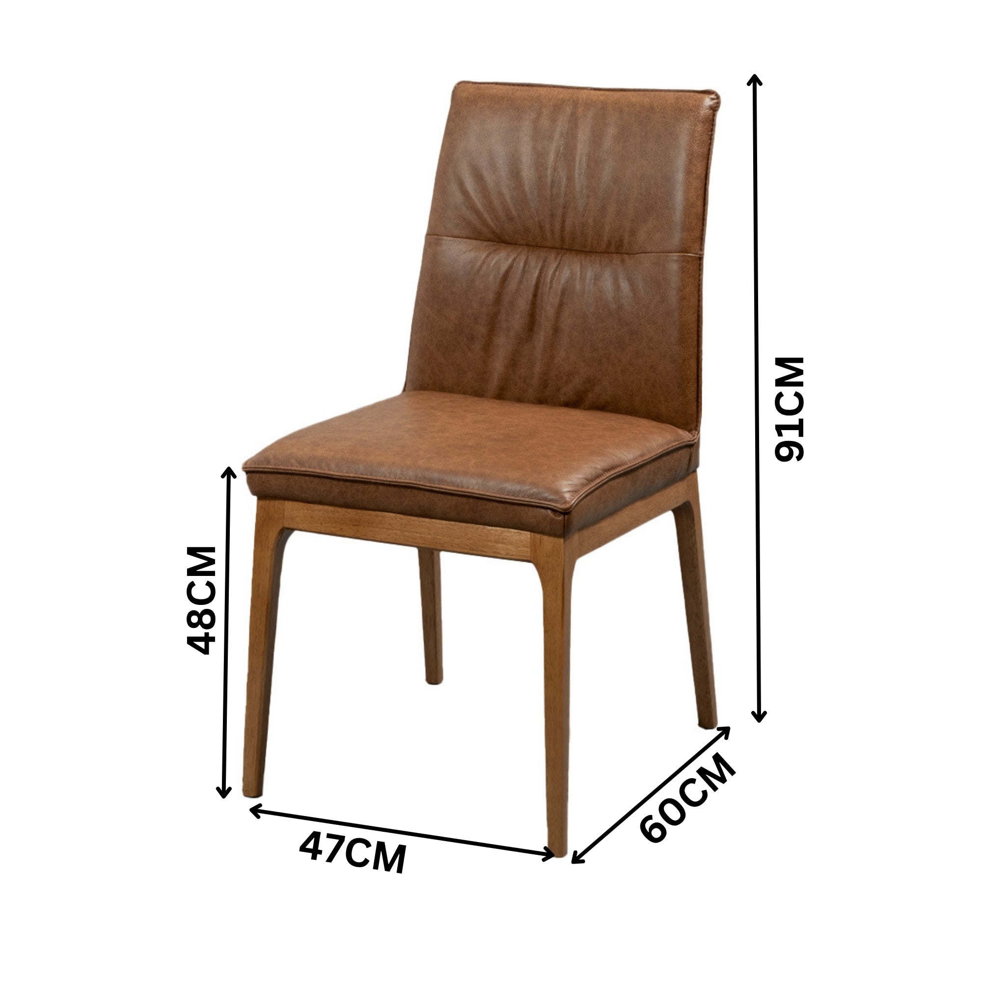 TEAK & LEATHER DINIG CHAIR② Japon 2pc Set Dining Chair Leather Seat Toffee Brown – Divano