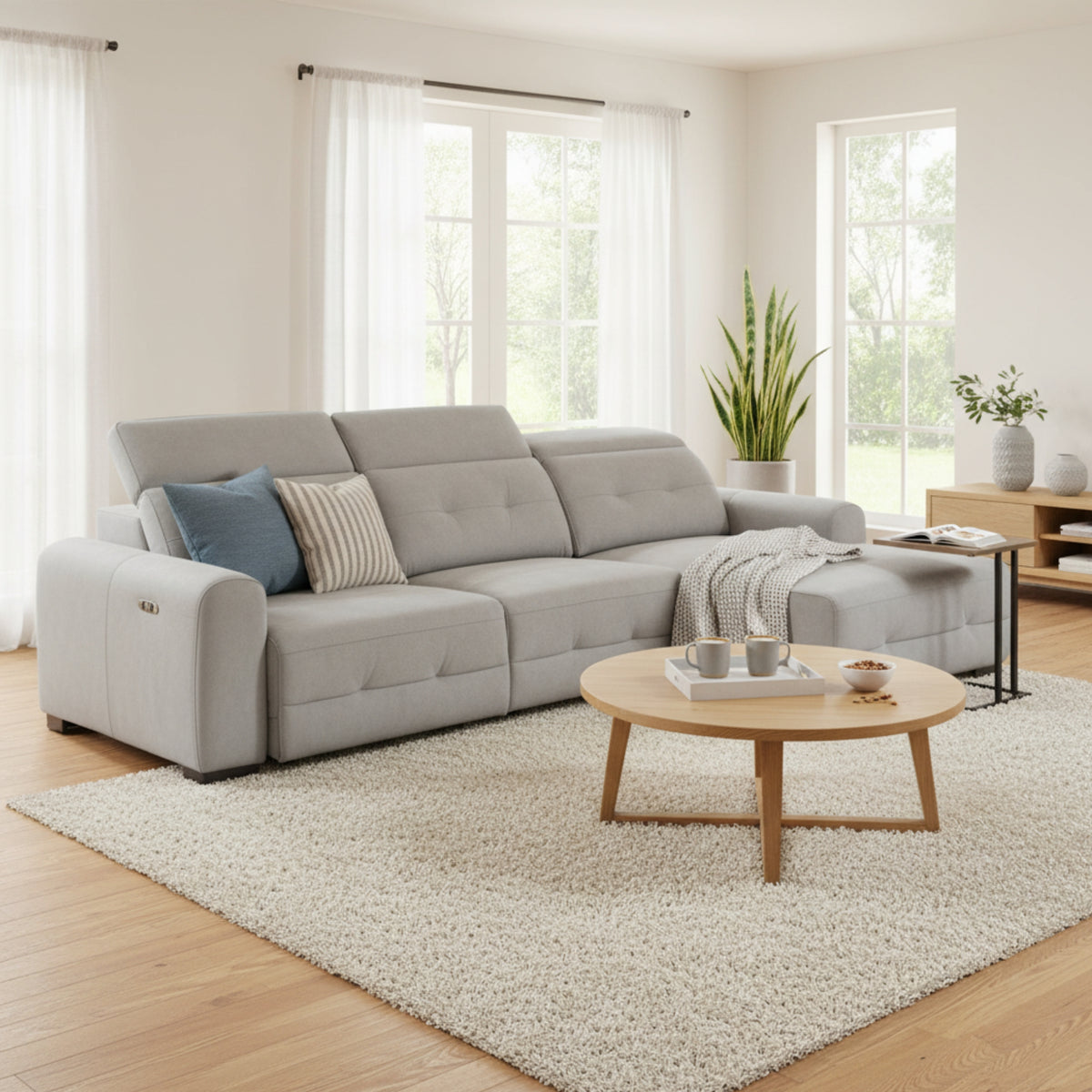 Jarden 2 Seater Sofa Electric Sectional Bed RHF Chaise Ash Grey