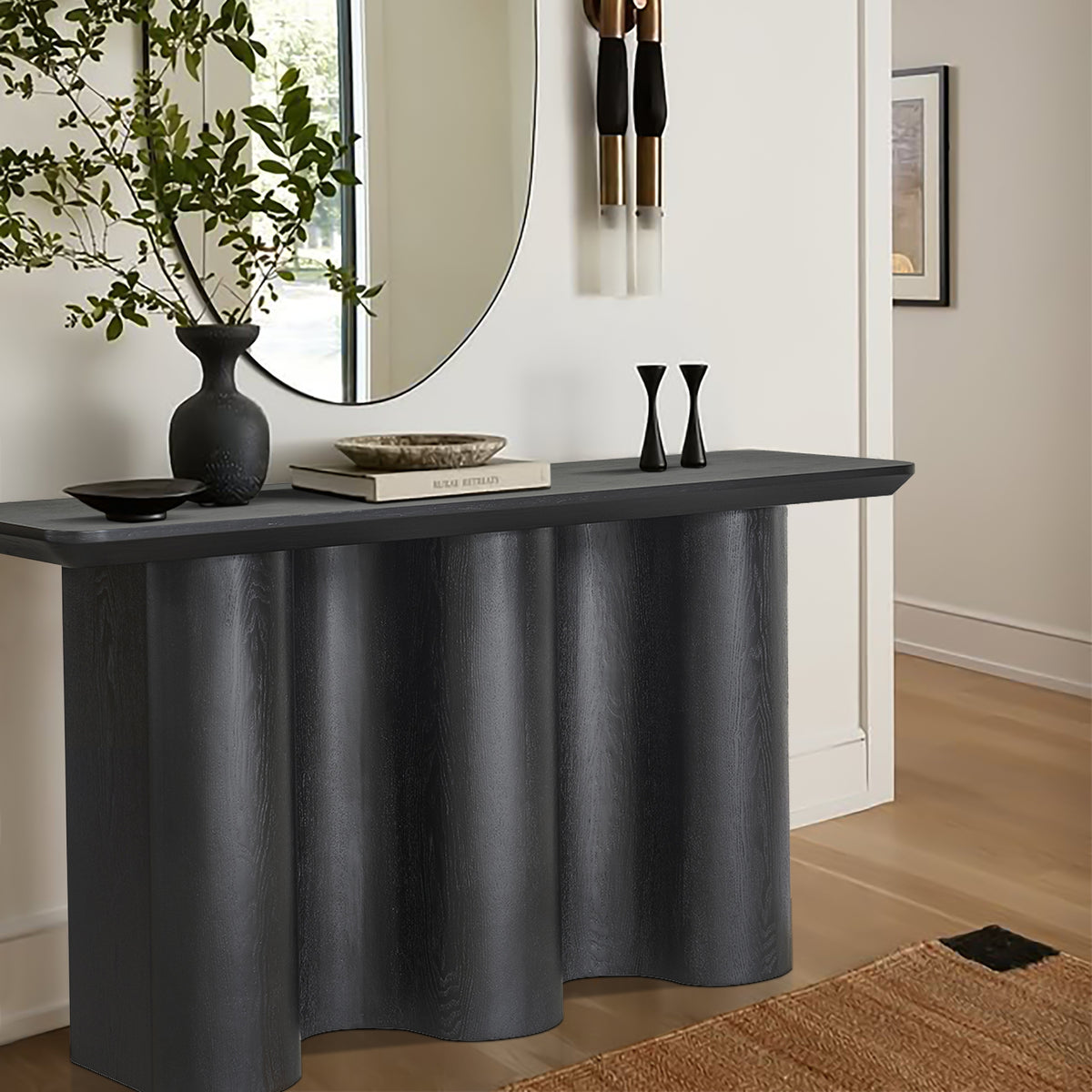 Jaya Wave 150cm Console Hallway Entrance Table Black