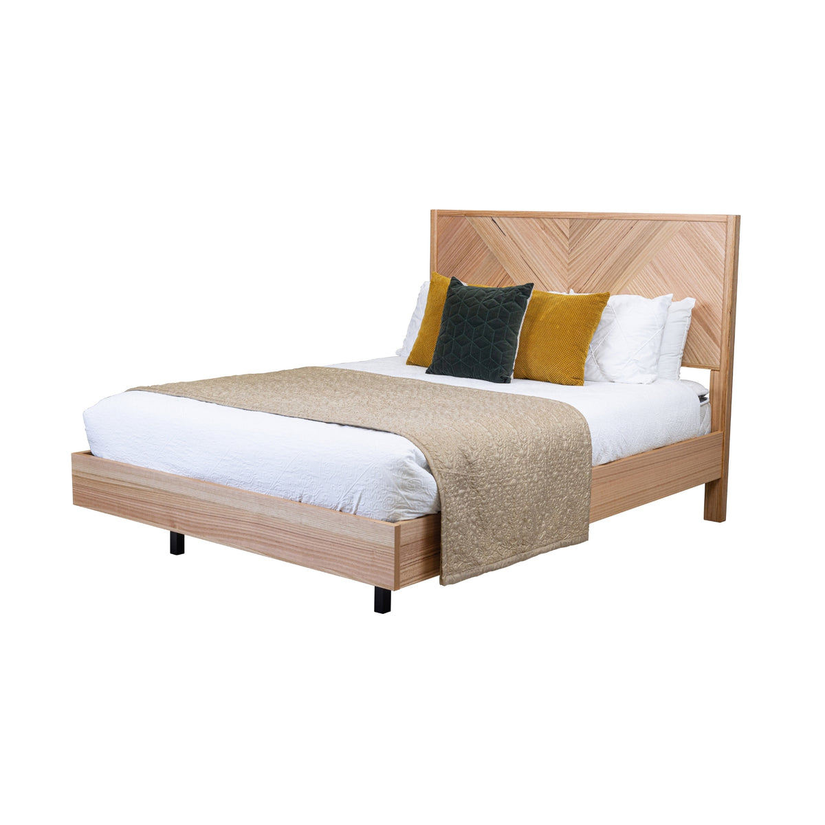 Jindy Queen Bed Frame Natural Oak