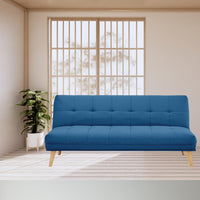 Jovie 3 Seater Fabric Sofa Bed Blue