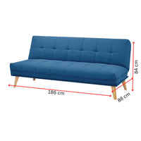 Jovie 3 Seater Fabric Sofa Bed Blue