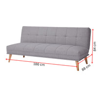 Jovie 3 Seater Fabric Sofa Bed Light Grey