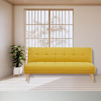 Jovie 3 Seater Fabric Sofa Bed Yellow
